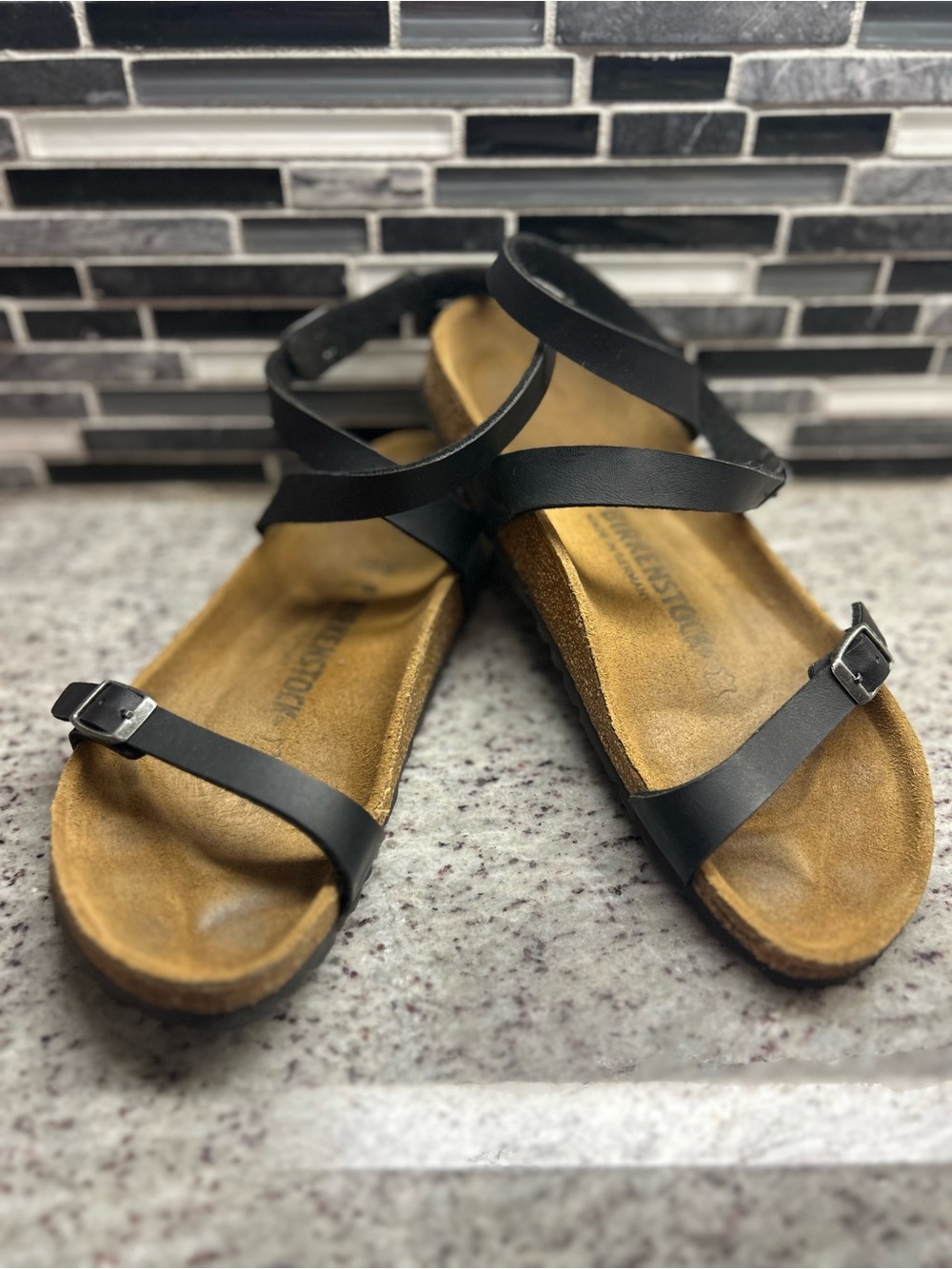 Birkenstock Yara Black Strappy wrap around ankle Women's Sandals - size 8(39)